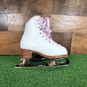 Jackson Mystique Ice Skates Youth Sz 11 White Lilac Laces Figure Skating